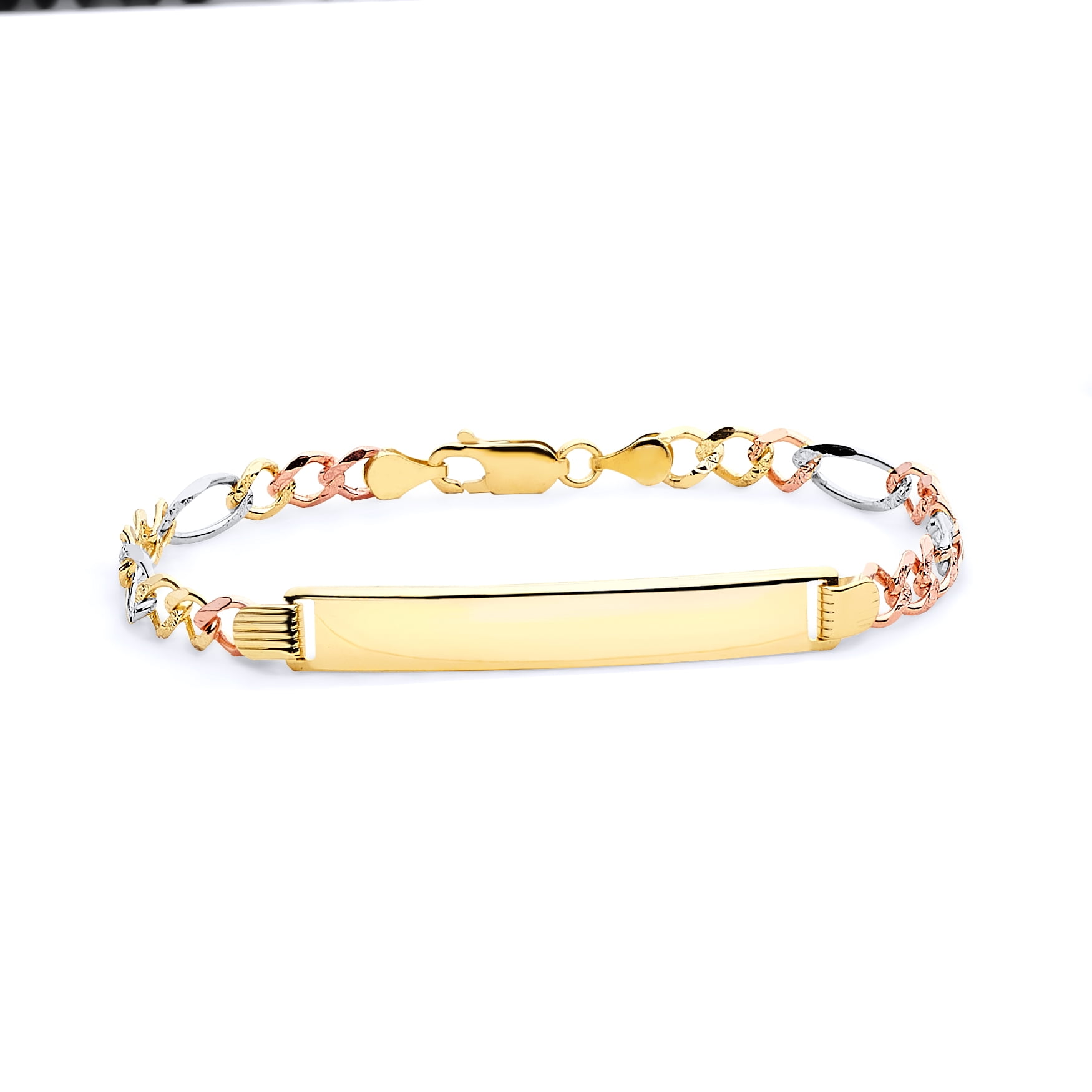 9K Tri Colour Gold High Finish Plait Textured Herringbone Bracelet 7 Inch 3  grams - 6093026 - TJC